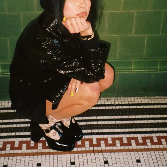 SEZANE Glossy Black Leather Monique High Babies T Strap Platform Mary Jane Heels - Picture 15 of 17